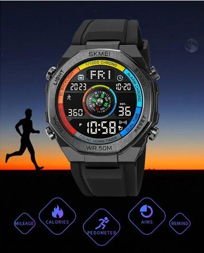Часы наручные SKMEI 2209CKBK, COLORFUL/BLACK, Compass, Pedometer, 10351 Днепр - изображение 6