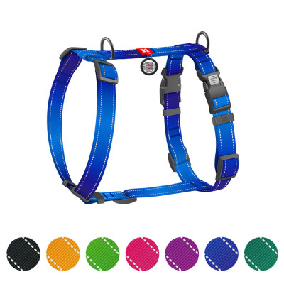 Шлея для собак WAUDOG Nylon Mono анатомічна H-подібна з QR паспортом, пластиковий фастекс, XL синя (545912) Вінниця - фото 1