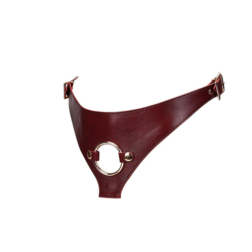 Кожаные трусы для страпона Liebe Seele Wine Red Strap on Harness, универсальный размер Sex Aura Киев - изображение 3
