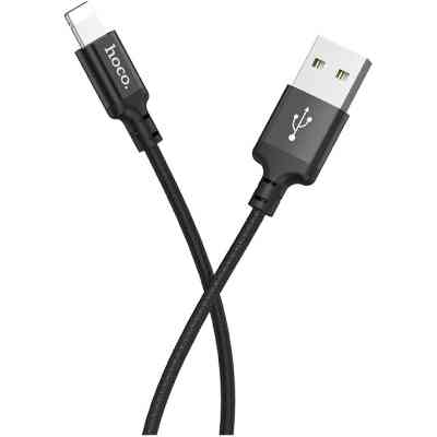 Дата кабель USB 2.0 AM to Lightning 1.0m 2A nylon X14 black HOCO (6957531062820) Вінниця