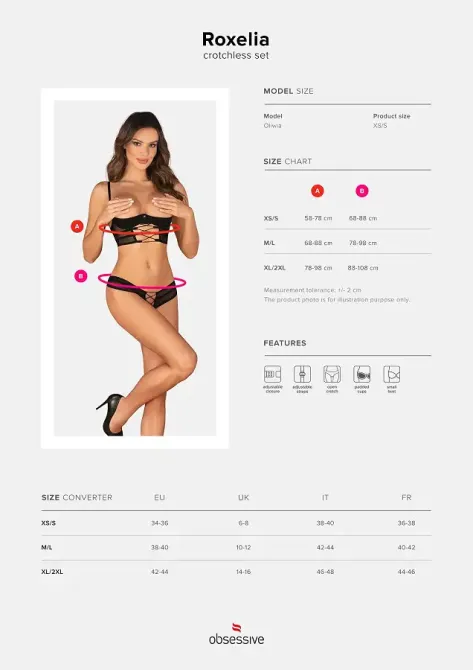 Комплект Obsessive Roxelia 2-pcs crotchless set XL/2XL Львів - фото 5