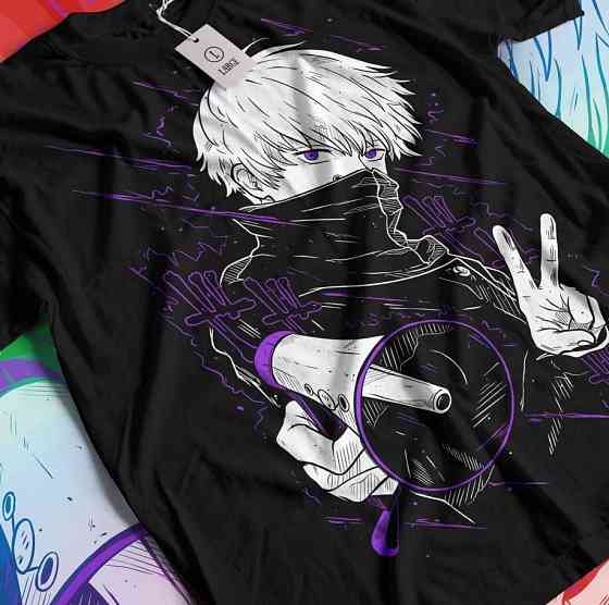 Футболка аниме Магическая битва оверсайз (S/M/L) Черний AnimeJ0908 Днепр