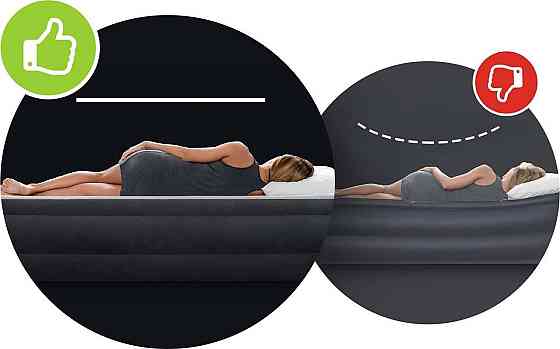 Матрац надувний Intex 64142 з насосом 191х137х25 см, чорний Київ