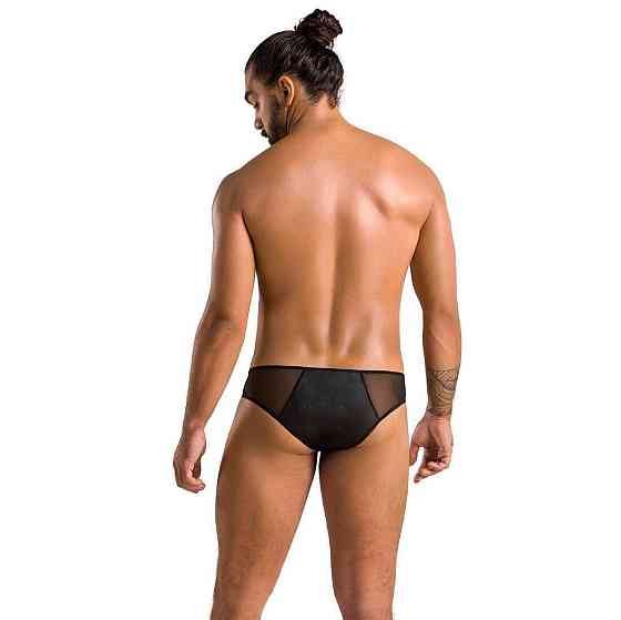 Мужские слипы на молнии Passion 042 SLIP TIMMY L/XL Black, экокожа, сетка Sex Aura Киев