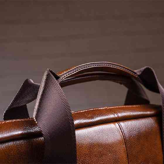 Деловая мужская сумка из зернистой кожи Vintage 14837 Коричневая Киев