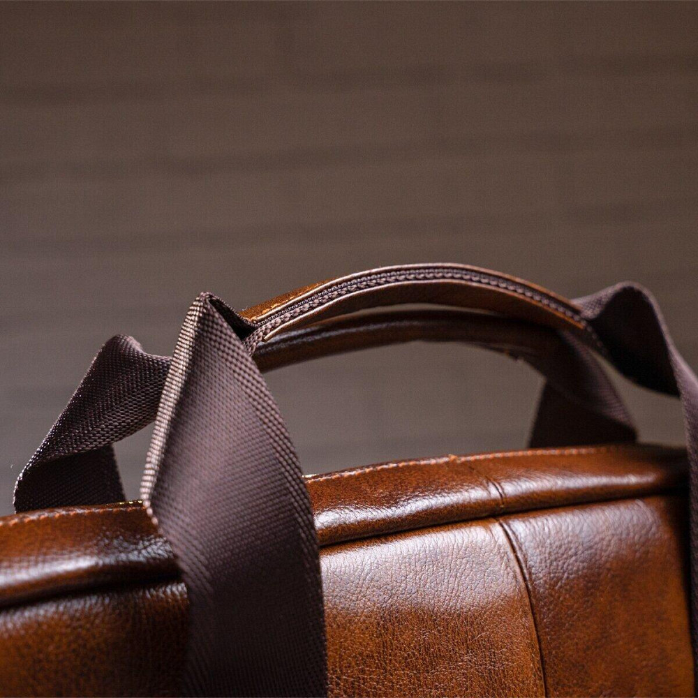 Деловая мужская сумка из зернистой кожи Vintage 14837 Коричневая Киев - изображение 4