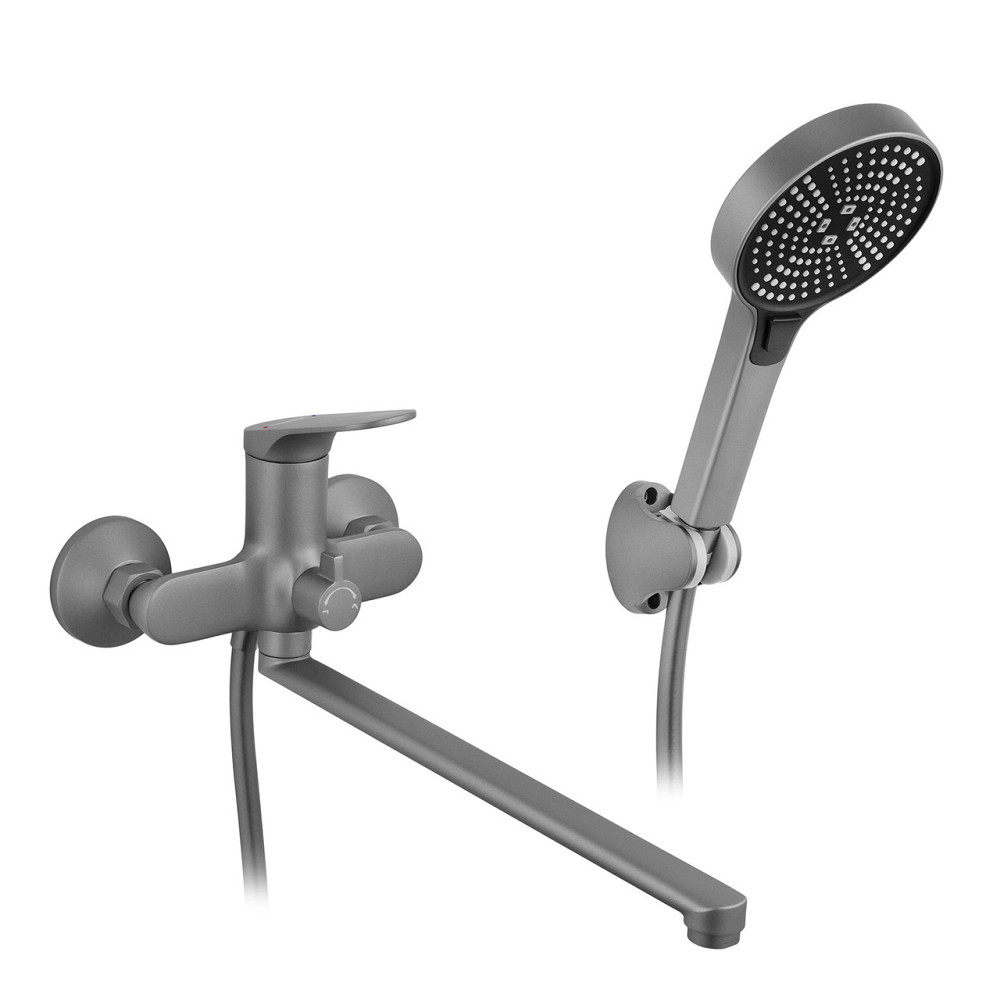 Смеситель для ванны с душевым гарнитуром Kroner KRM Linz - GRN070 серый Киев - изображение 1