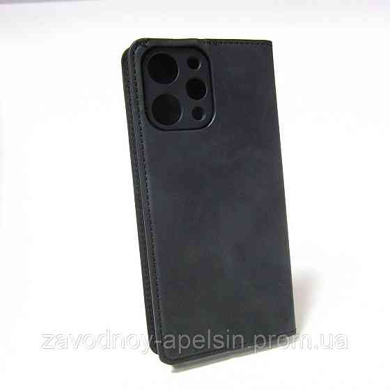 Чехол книжка Xiaomi Redmi 12 Кожаный (черный) Одесса