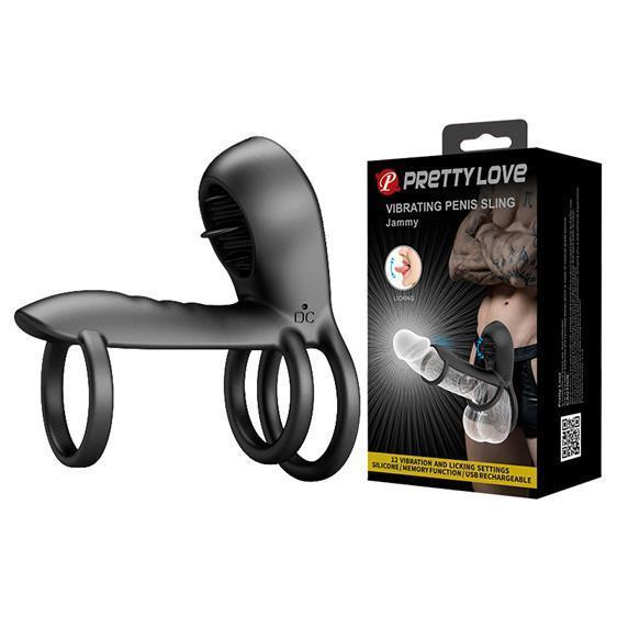 Насадка на член - Pretty Love Vibrating Penis Sling Jammy Black Sex Aura Київ - фото 1