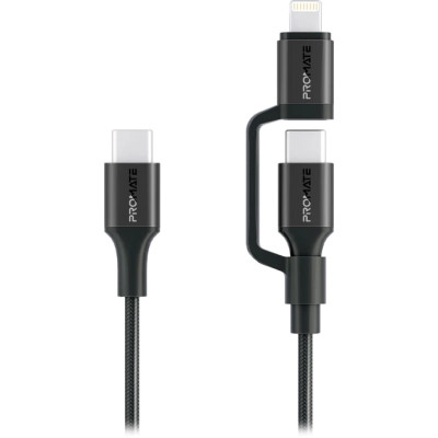 Дата кабель USB-C to USB-C/Lightning powerlink-cci.black Promate (powerlink-cci.black) Вінниця - фото 1