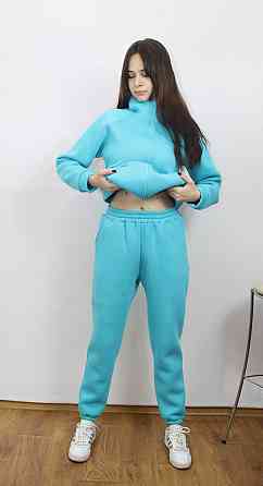 Костюм женский теплый спортивный на флисе кофта на змейке Голубой 50/52 Харьков
