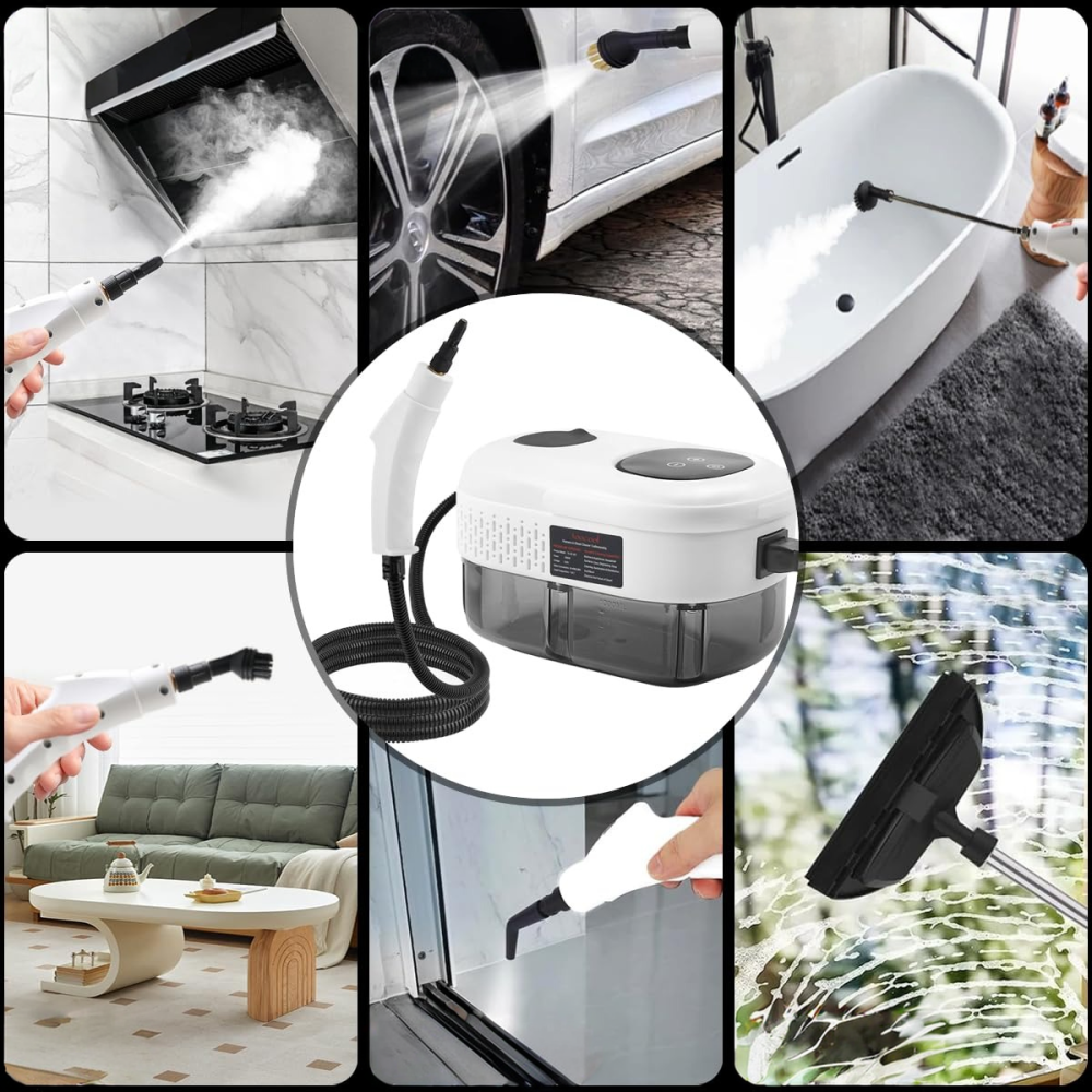 Портативный пароочиститель 2500Вт, 1,2л + 7 насадок / Пароочиститель для дома / Паровой очиститель Киев - изображение 2