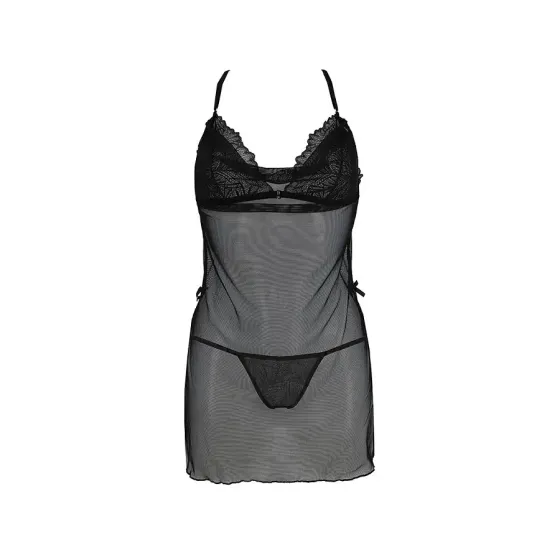 Сорочка Passion DELIENA CHEMISE L/XL black, стрінги із заниженою талією Львів