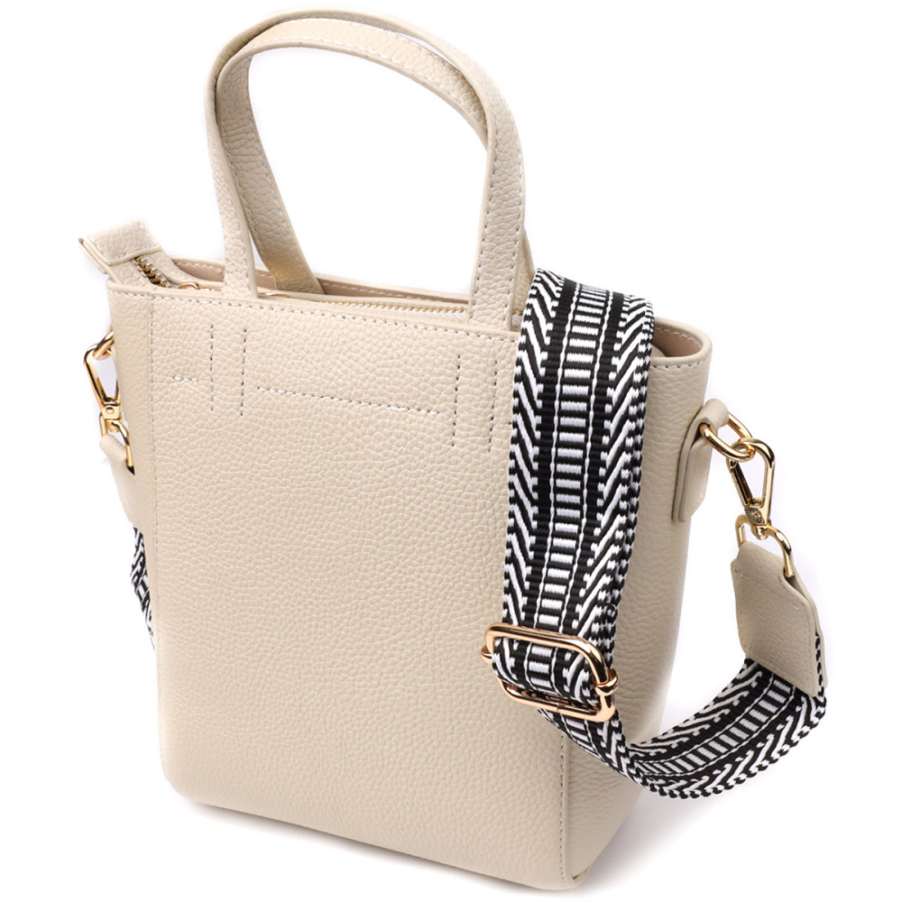 Сумка для жінок із натуральної шкіри з модним трапецієподібним кроєм Vintage 22917 Білий Київ - фото 1