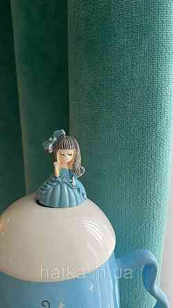 Кухоль чашка дитяча кераміка з кришкою і ложкою Olens "Принцеса" 360 мл блакитний Київ