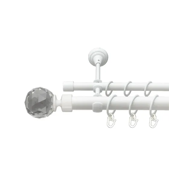 Карниз Orvit Люміера металевий дворядний відкритий гладка труба кільце металеве Арктіс 25\16 мм 300 см Львов