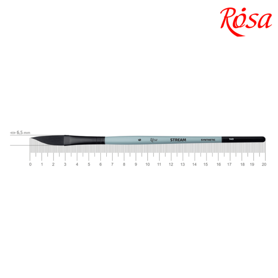 Кисточка синтетика саблевидна плоска даггер STREAM 143 № 6 коротка ручка ROSA Киев