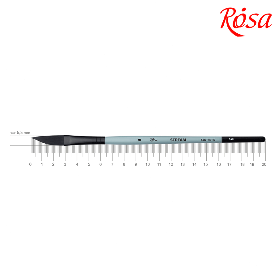 Кисточка синтетика саблевидна плоска даггер STREAM 143 № 6 коротка ручка ROSA Киев - изображение 1