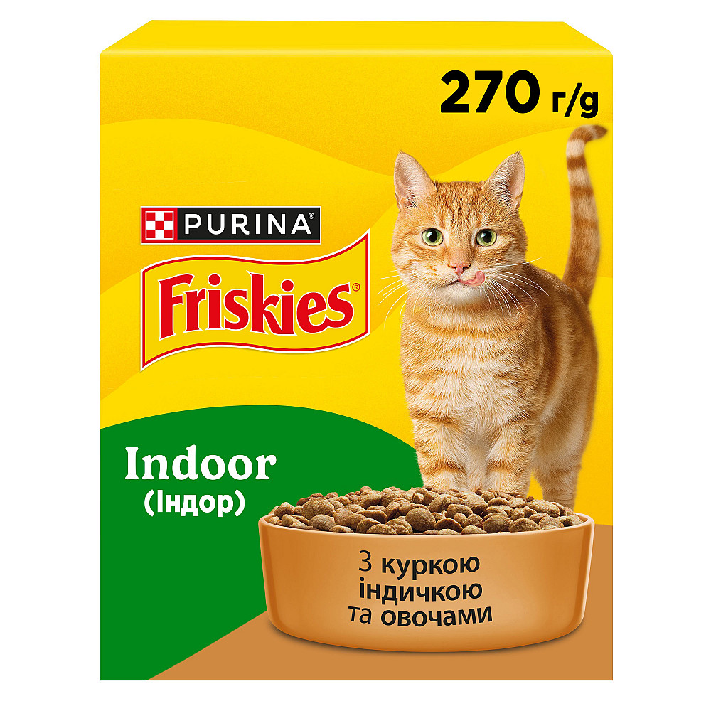 Сухой корм FRISKIES Indoor для взрослых кошек, постоянно находящихся в помещении, с курицей и индейкой, с овощами, 270 г Киев - изображение 1