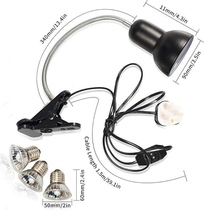 Лампа для рептилий Icepark Tortoise Heat Lamp Черный E27 2×50W+25W UVA UVB керамический отражатель Киев - изображение 4
