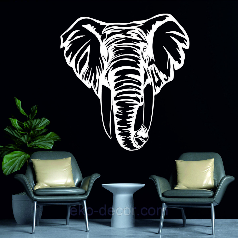 Декоративне настінне Панно «Слон», Декор на стіну 90*84 см, Білий Київ - фото 2