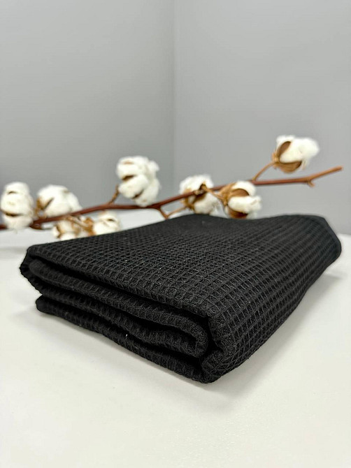 Вафельний рушник Ideal Textile 70х140 см 240 г/м2 (56860827) Чорний Чернівці - фото 5