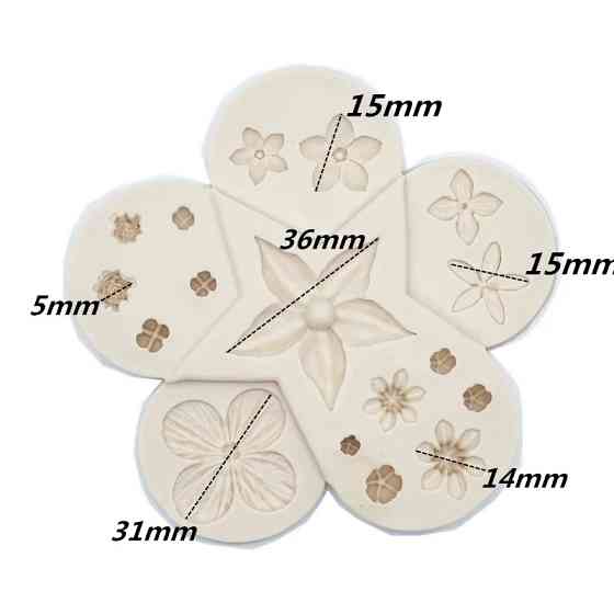 Молд силиконовый Цветочки 105 на 105 мм серый Киев