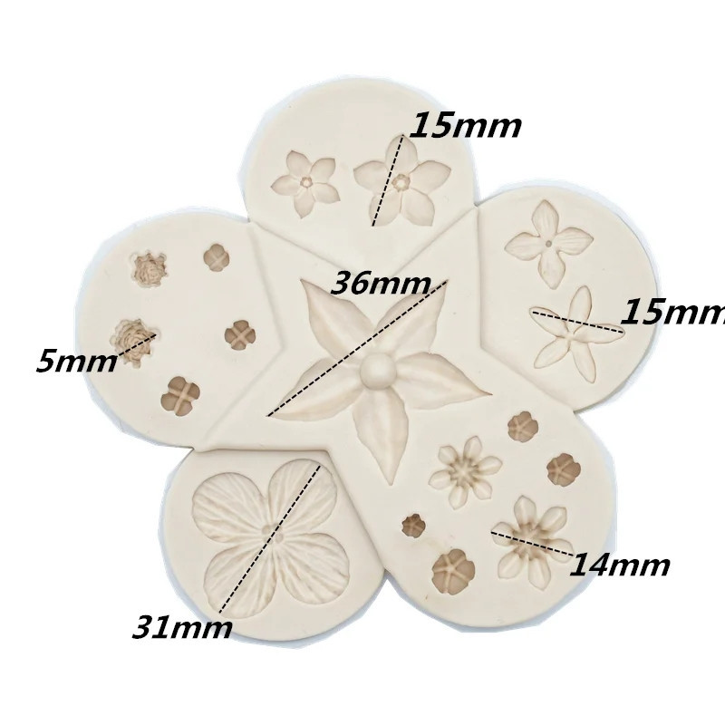 Молд силиконовый Цветочки 105 на 105 мм серый Киев - изображение 2