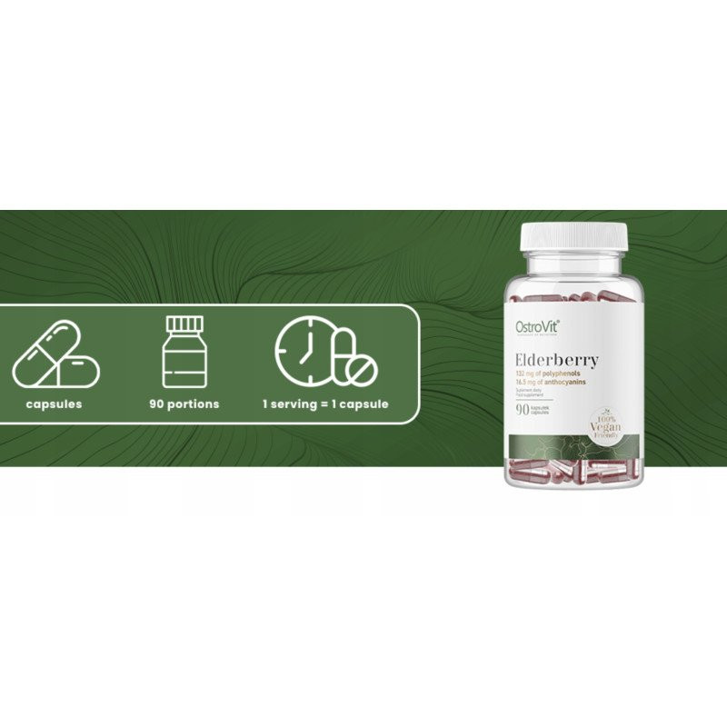 Черная бузина Ostrovit Elderberry 90caps Луцк - изображение 2