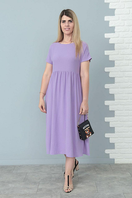 Літня сукня міді вільного крою "Ordinary" оптом | Батал Лавандовий, 50-52 Київ - фото 3