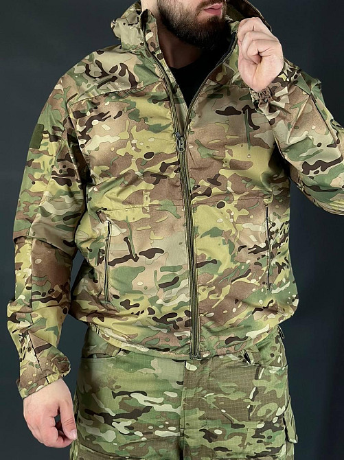 Армейская мужская тактическая мембранная куртка ветрозащитная водонепроницаемая мультикам куртка WAR Львов - изображение 9