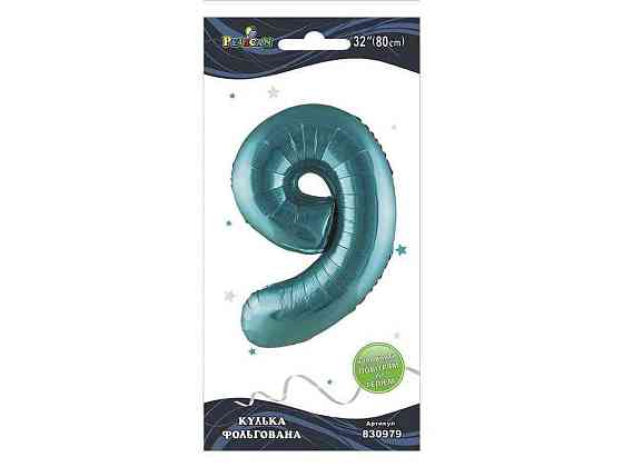 Шарик фольгированная цифра 32 (80 см) 9 тиффани ТМ PELICAN Киев