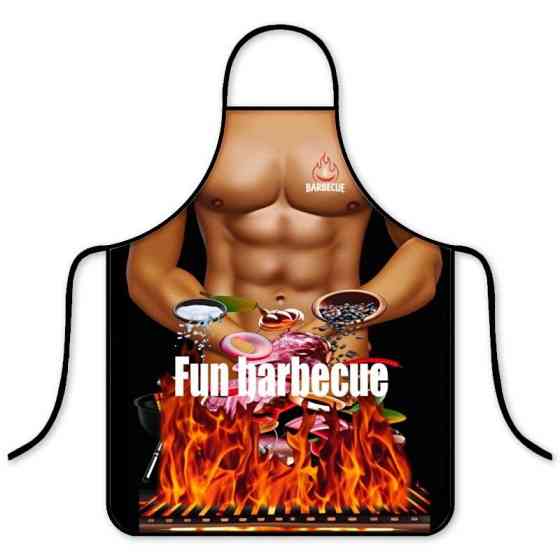 Фартук с приколом Barbecue торс гриль мясо огонь кухонный мужской для барбекю Киев
