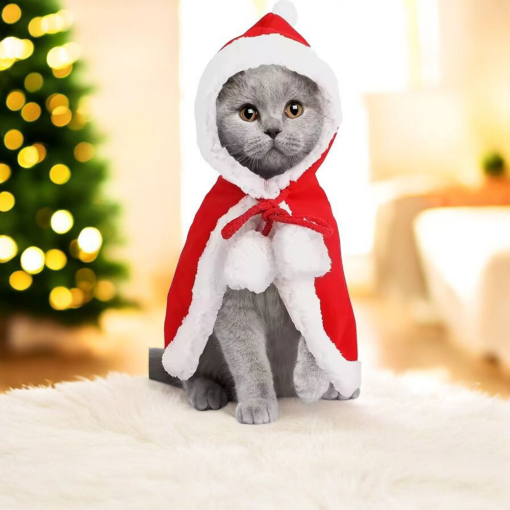 Новорічна накидка для котів та собак Дід Мороз S червоний Київ - фото 1