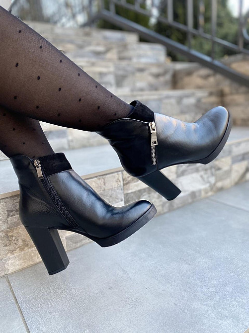 Черевики жіночі D and V чорні натуральна шкіра висота каблука 9см розмір 40 (1221) Коломия - фото 9
