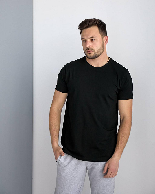 Футболка чоловіча котон Чорний S Харків - фото 2