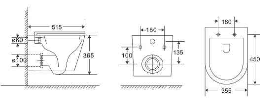 Унітаз підвісний Mixxus Premium Bevel-0301-T3 515x355x365mm, система змиву Tornado 3.0 (MP6472) Київ