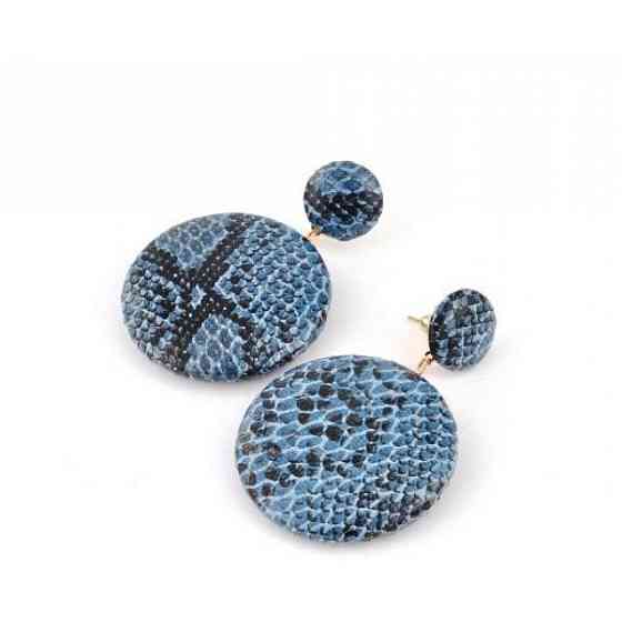 Серьги синие из экокожи, длина 5,5см СГ3180-14 Киев