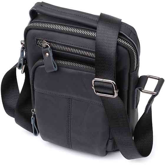 Ділова чоловіча сумка з натуральної шкіри Vintage 23036 Чорний Київ