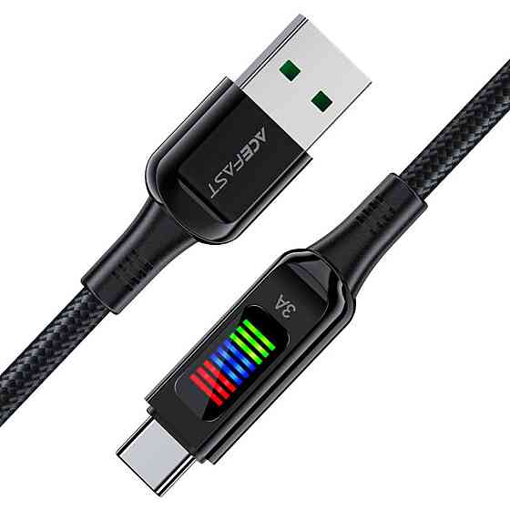 Кабель USB - Type-C ACEFAST C7-04 3A 1.2m nylon zinc connectors LED Black 6974316282785 Одесса