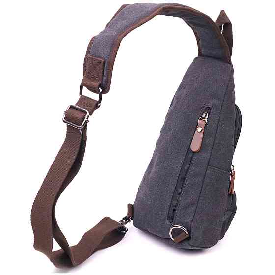 Мужская сумка через плечо с USB кабелем текстильная 21221 Vintage Черная Киев