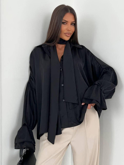 Женская стильная элегантная блуза шелк армани Черный, 44 Одесса - изображение 1