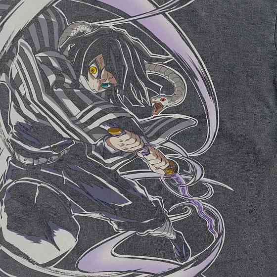 Футболка чоловіча з принтом аніме Вбивця демонів Обанаі Ігуро Серпент оверсайз (S/M/L) Черний Дніпро