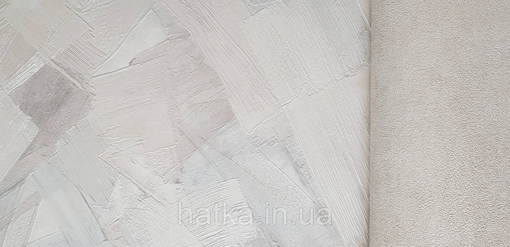 Шпалери вінілові на флізеліні Grandeco Time метрові абстракція структурні мазки молочні білі бежеві Київ - фото 3