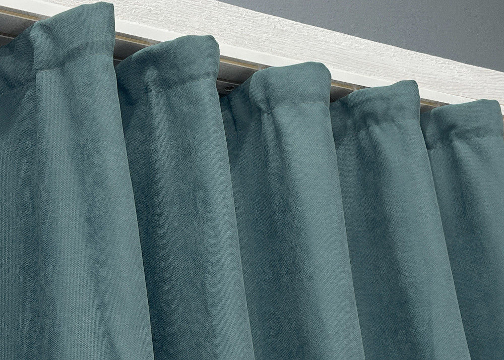 Комплект коротких штор VR-Textil Мікровелюр Petek № 1507ш Сіро-блакитний 130х170 см 2 шт (35-0405) Київ - фото 8