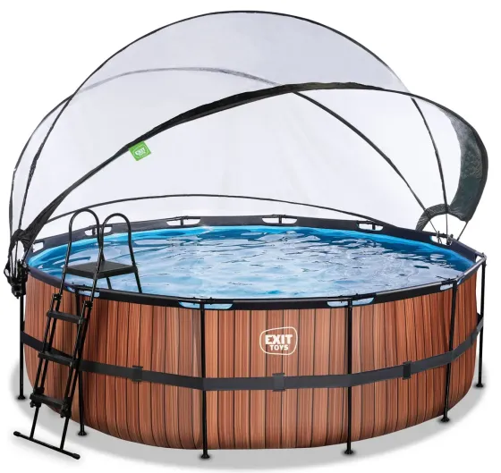 Басейн EXIT з куполом 488х122 см (пісочний фільтр) у кольорі Wood з тепловим насосом Київ