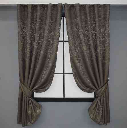 Комплект коротких штор VR-Textil Лен мрамор Pavliani № 1288ш 130х170 см 2 шт Темное какао (35-0064) Киев