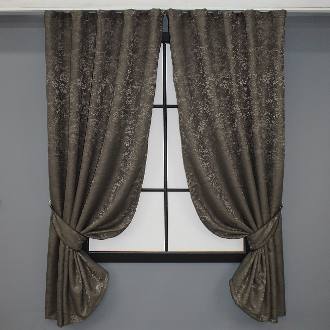 Комплект коротких штор VR-Textil Лен мрамор Pavliani № 1288ш 130х170 см 2 шт Темное какао (35-0064) Киев - изображение 1