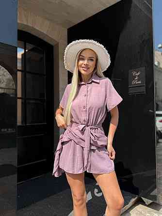 Жіночий легкий романтичний комбінезон американський креп жатка Фрезовий, 50/52 Одеса