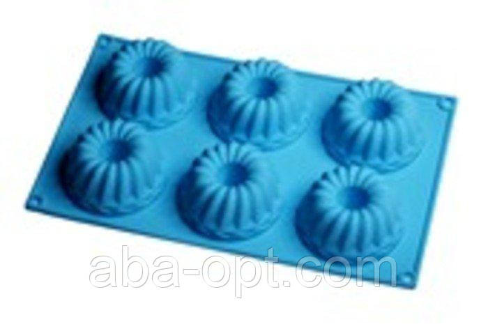 Силіконова форма на 6 виробів " кекс рифлений зі стрижнем " 30 х 18 х 4 см (шт) Одеса - фото 1